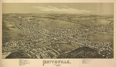 Pottsville, Pennsylvania, bird's-eye view map, 1889