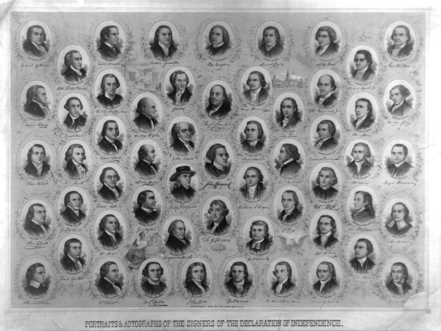 Portraits & autographs of the signers of the Declaration of Independence, c1876. — antique lithograph