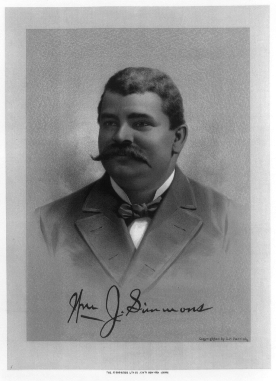 [William J. Simmons, head-and-shoulders portrait, facing left], c1891. — antique lithograph