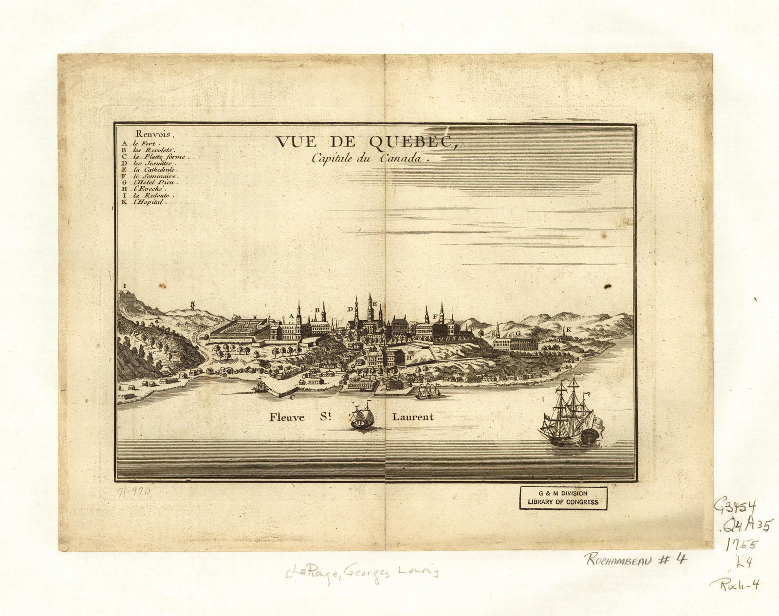 CANADA-Quebec-1755, 1755 — antique map
