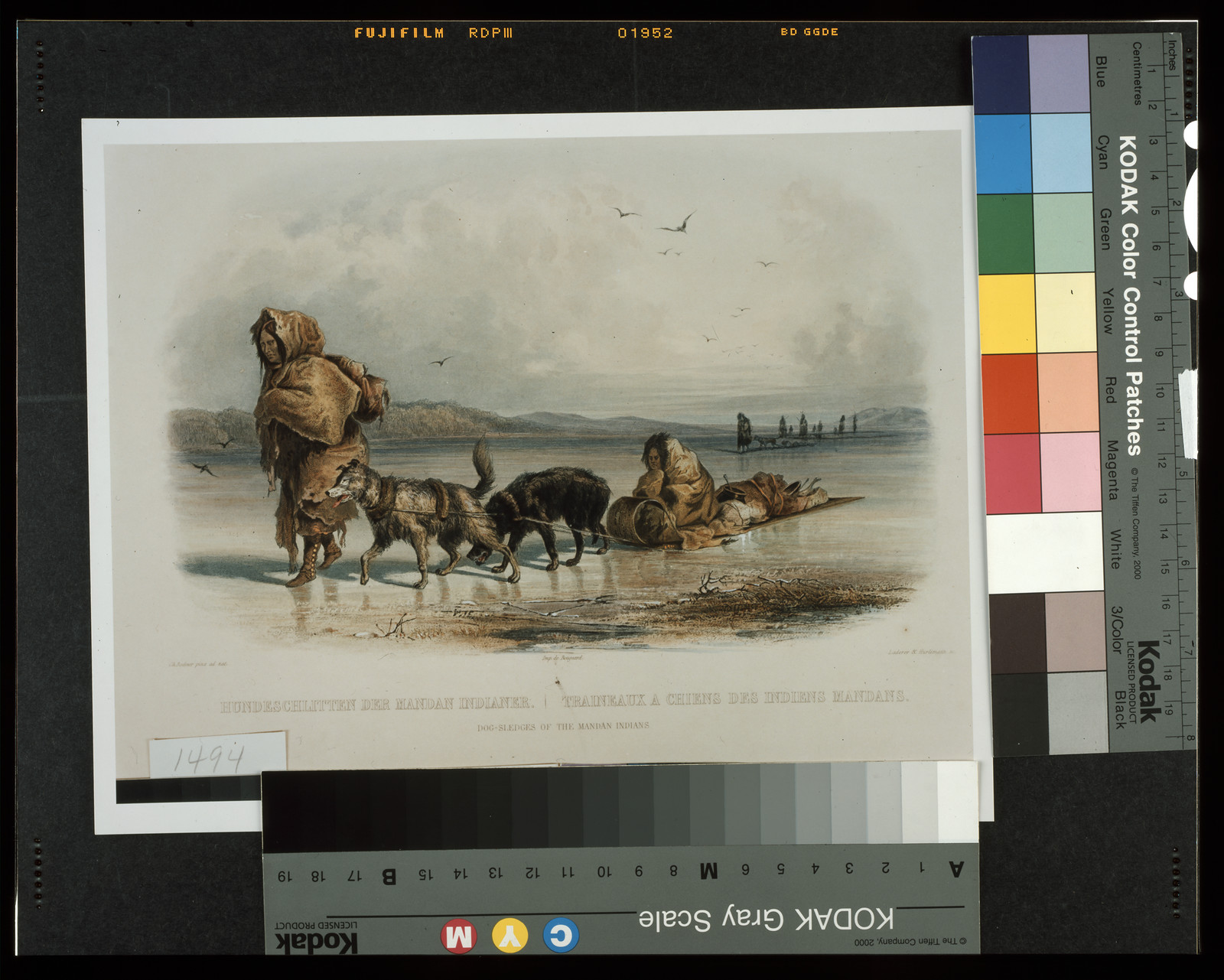 Dog sledges of the Mandan Indians / ch. Bodmer pinx. ad nat. ; René Rollet sc., Coblenz : bei J. Hölscher , [between 1839 and 1841] (Imp. de Bougeard) — historic print