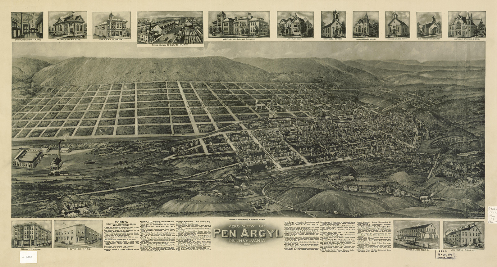 Pen Argyl, Pennsylvania, 1916, 1916 — antique map