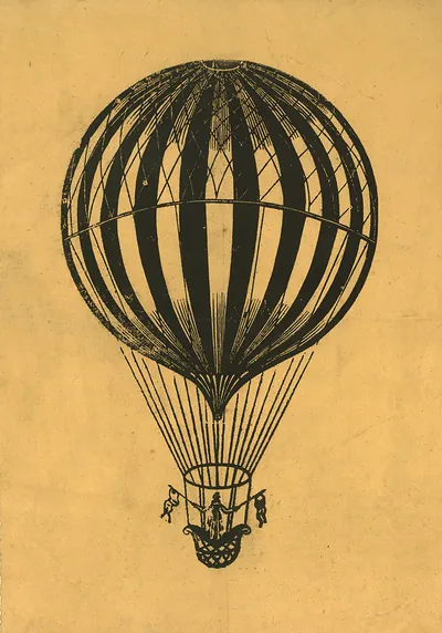 Hot air balloon with a figure standing in the basket