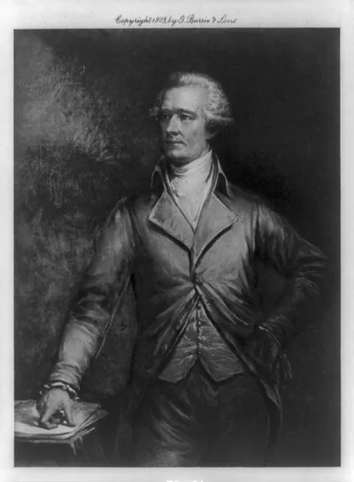 [Alexander Hamilton, three-quarter length portrait, standing, left hand on hip, facing left]