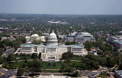 [Aerial view of Capitol Hill featuring the Library of Congress