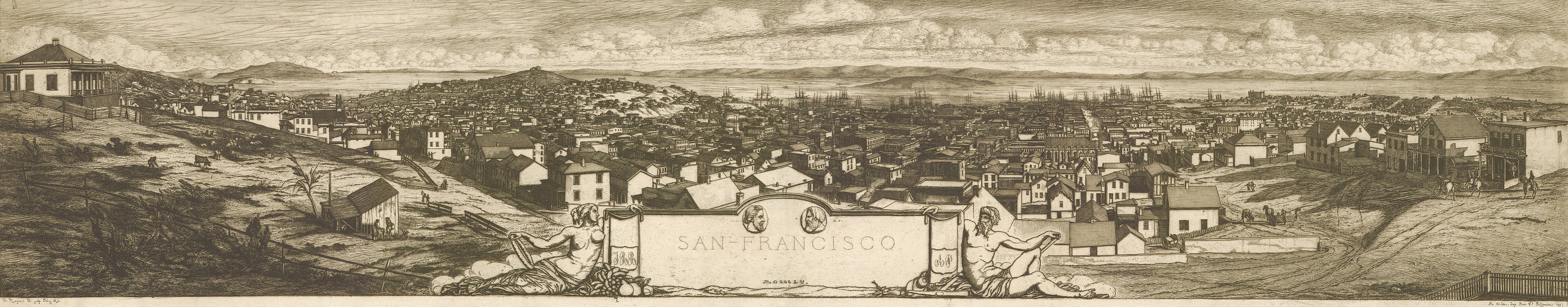 San Francisco 1855 ab, California, 1855 — antique map