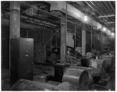[Library of Congress interiors, 1958: East Machinery Room 2 in Jefferson Bldg., view of machinery]