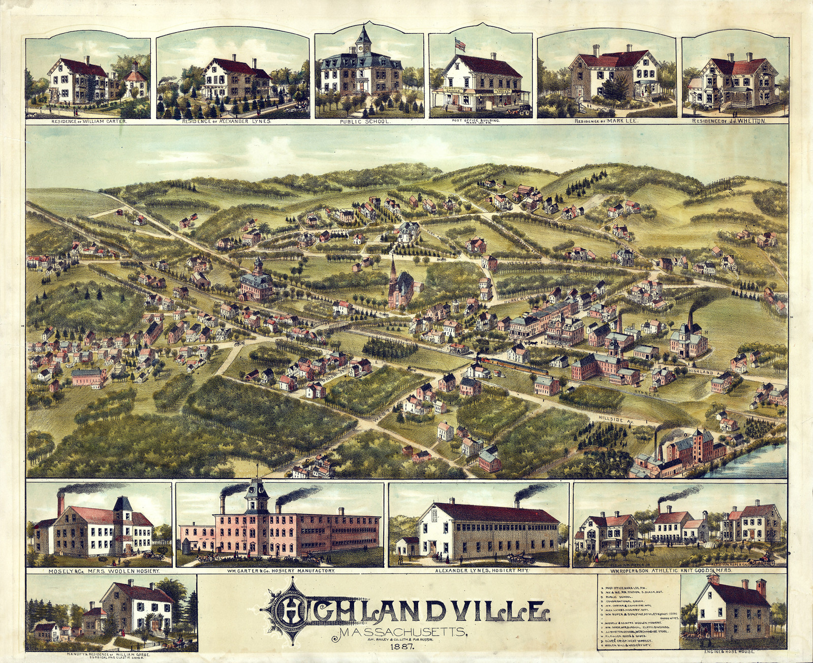 Needham Heights, Massachusetts, 1887, 1887 — antique map