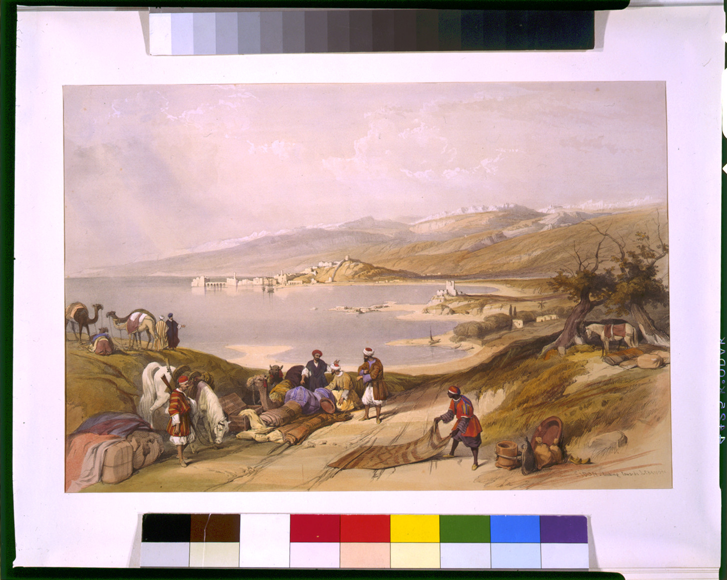 Sidon looking towards Lebanon, [published 1843] — antique lithograph