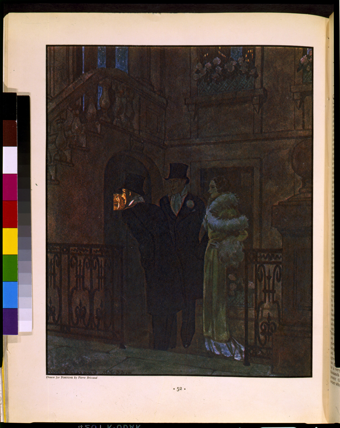 [Three well-dressed people at door of speakeasy in New York City] / Drawn for Fortune by Pierre Brissaud., [c1933] — historic print