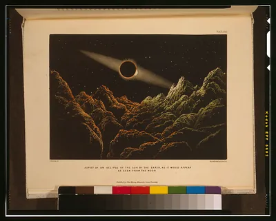 Aspect of an eclipse of the sun by the earth, as it would appear as seen from the moon / J. Nasmyth del. ; Vincent Brooks Day & Son Lith.