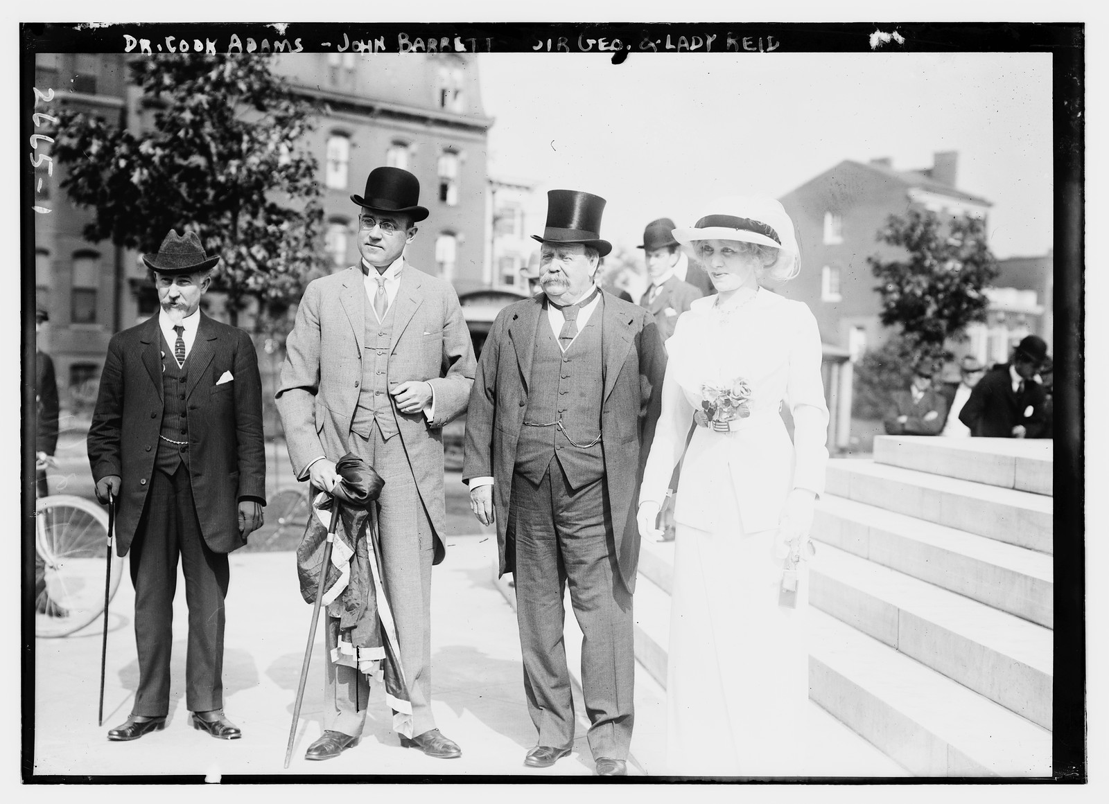 Dr. Cook Adams, John Barrett, Sir Geo. & Lady Reid, n/a — historic photograph