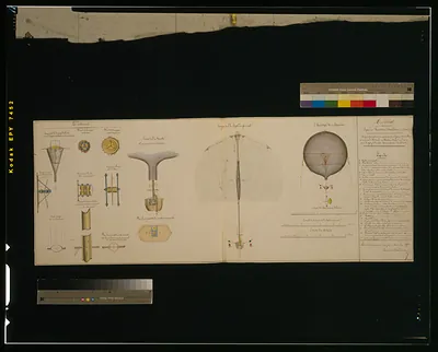 Aèrostat système Vaussin Chardanne (brevetè). Moyens simples et peu couteuse pour faire descendre et remonter à volanté un ballon dans l'air sans perté de gaz et de lest, sans crainté l'accidents / Villenueve St. Georges (Seine et Oise), le novembre 1853, Vaussin Chardanne.