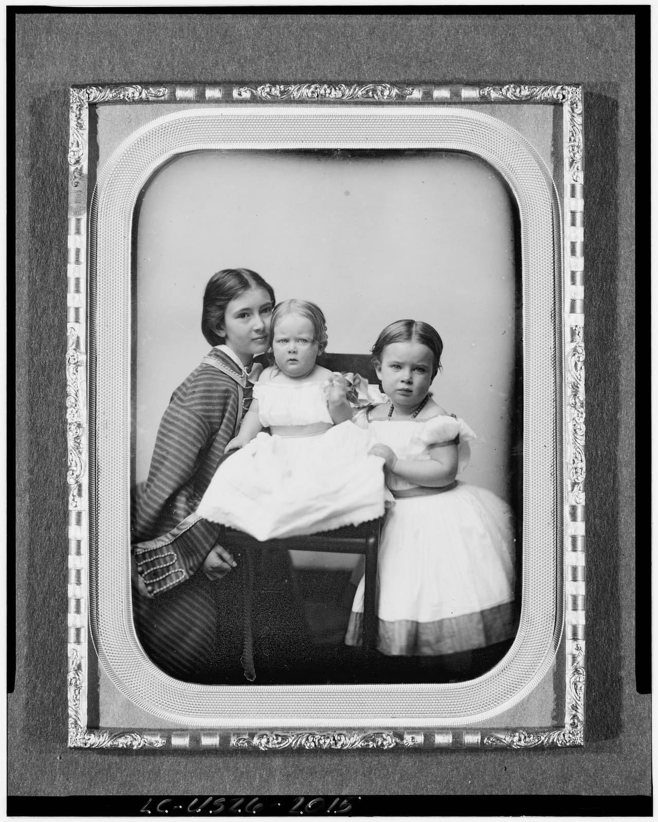 [Gertrude Mercer Hubbard Grossman, Roberta Wolcott Hubbard Bell, and Mabel Hubbard Bell as girls], [ca. 1860] — historic photograph