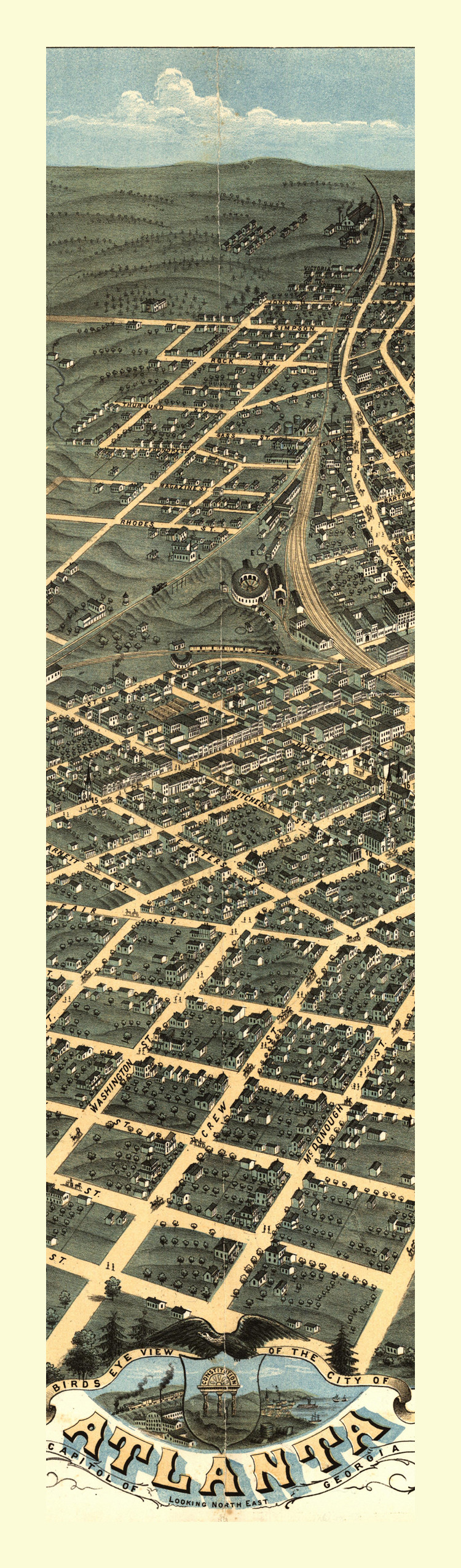 Birds Eye View of the City of Atlanta, Capitol of Georgia — antique map