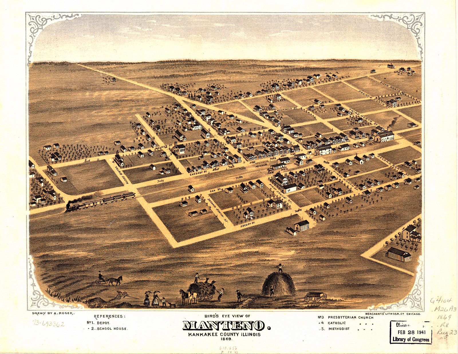 Manteno, Illinois, 1869, 1869 — antique map