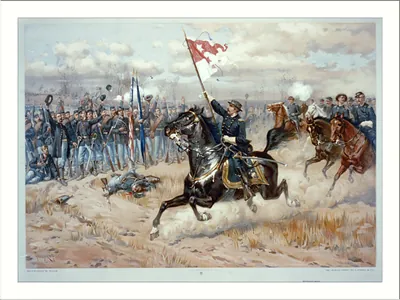Sheridan's ride / Thulstrup ; facsimile print by L. Prang & Co.