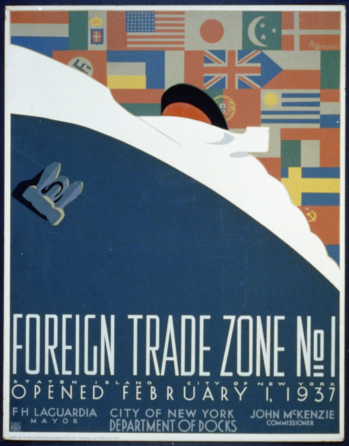 Foreign trade zone no. 1 Staten Island City of New York opened February 1 1937 / M. W, 1937 — vintage poster