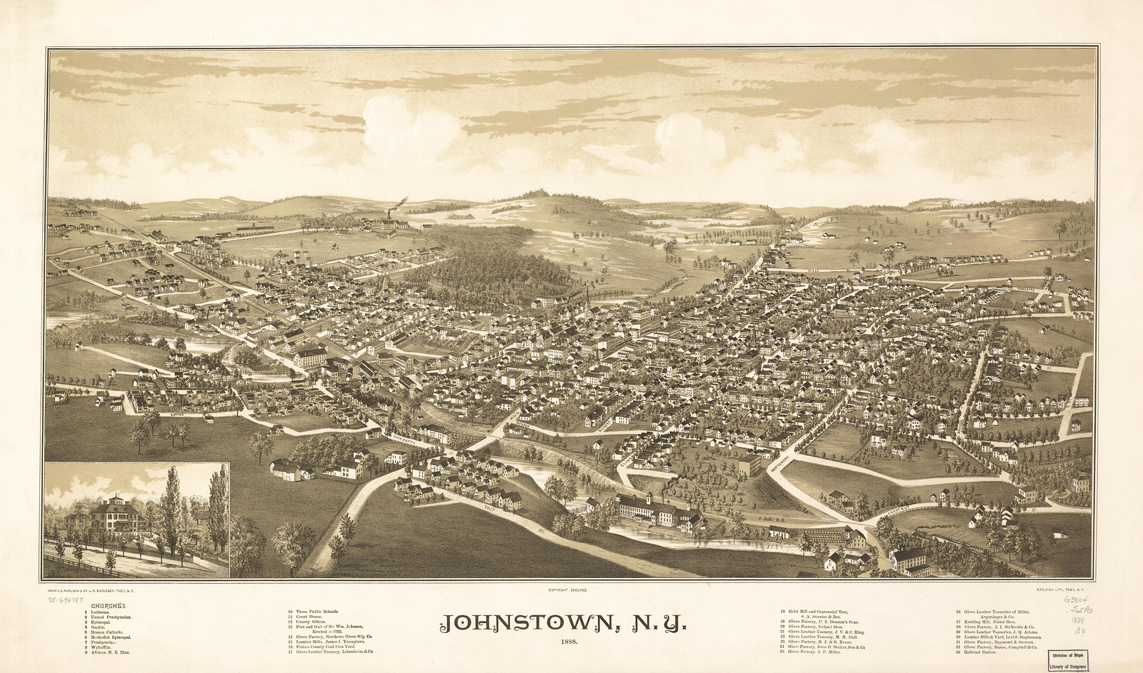 Johnstown, New York, 1888, 1888 — antique map