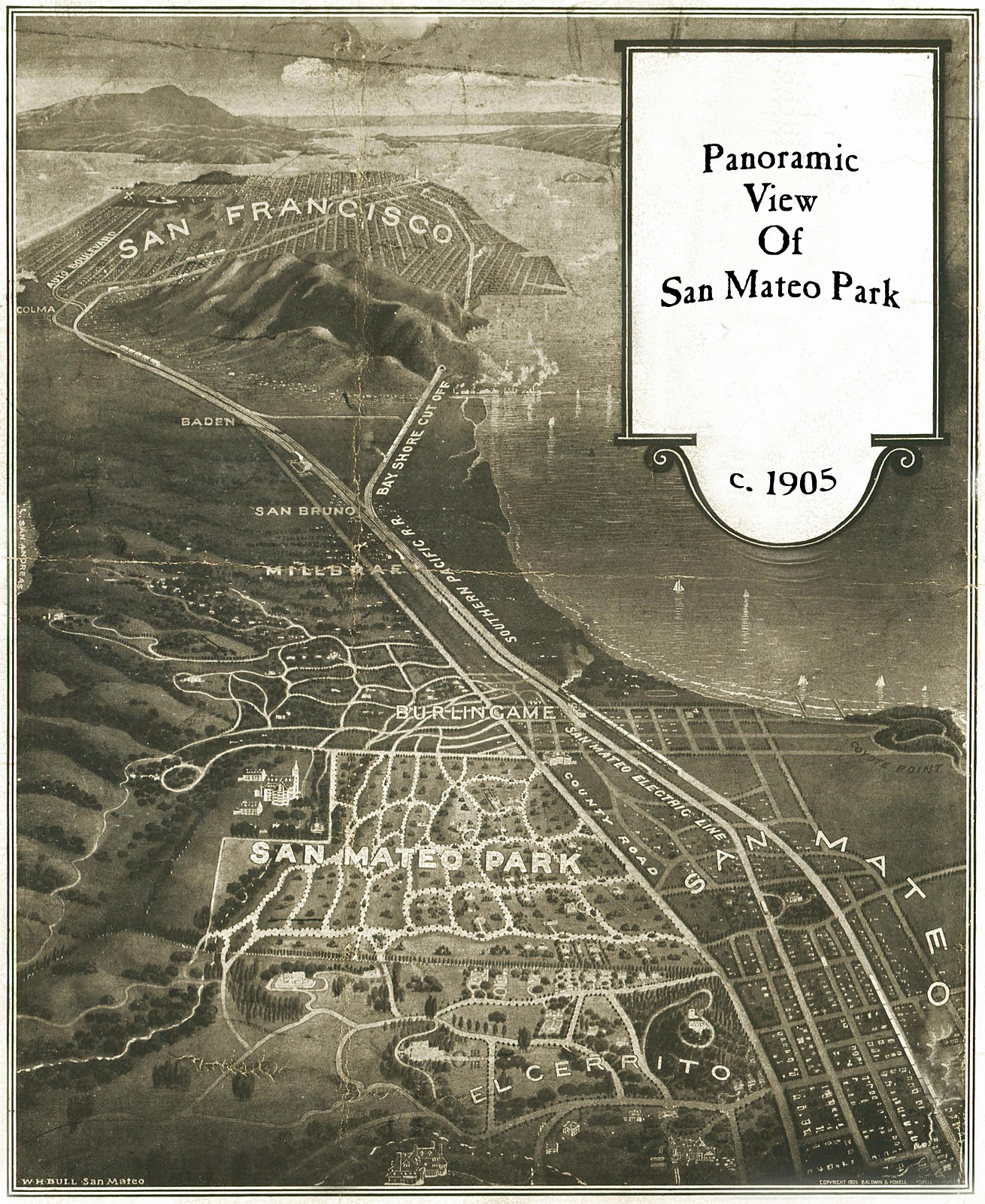 San Mateo, California, 1905, 1905 — antique map