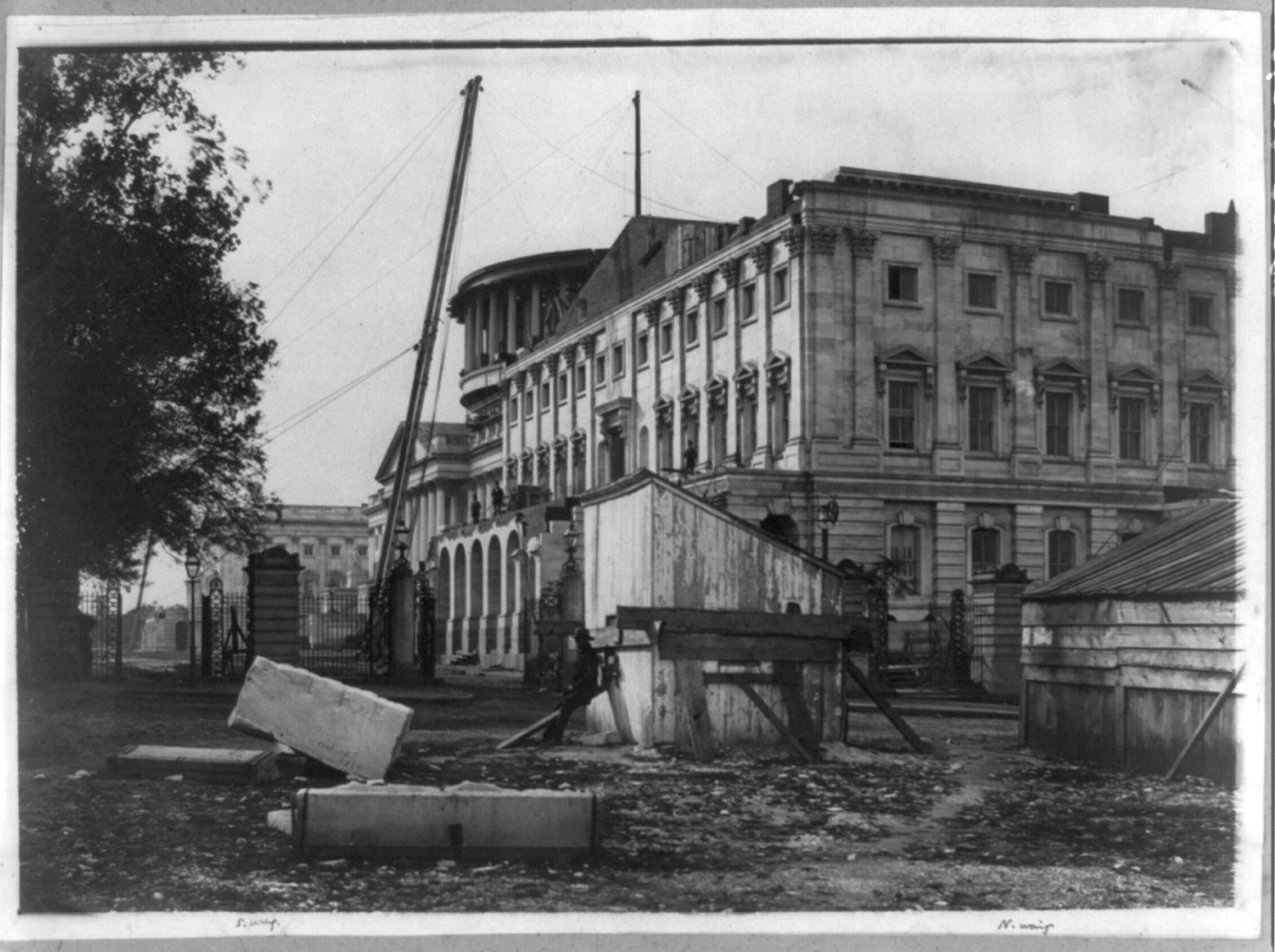 Perspective, east front, looking south, 1859 October 26. — historic photograph
