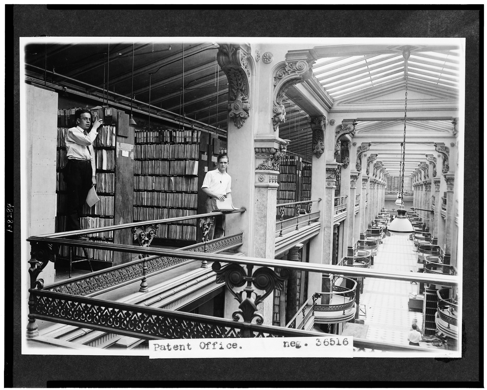 [Stacks of documents in Patent Office, Washington, D.C.], [between 1909 and 1932] — historic photograph