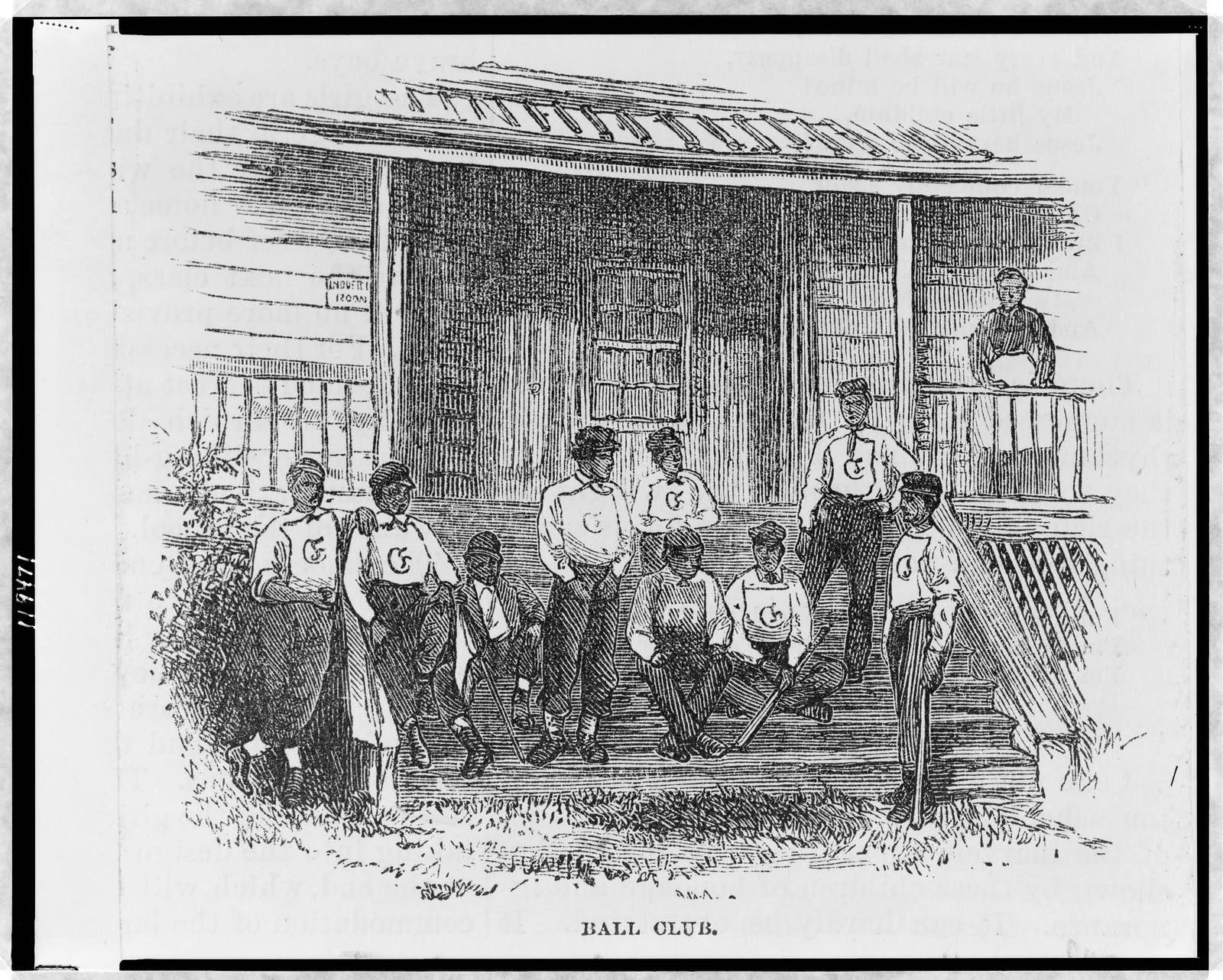 Ball club, 1873 — antique engraving