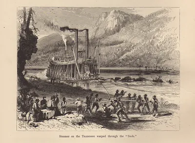 Steamer on the Tennessee warped through the "Suck