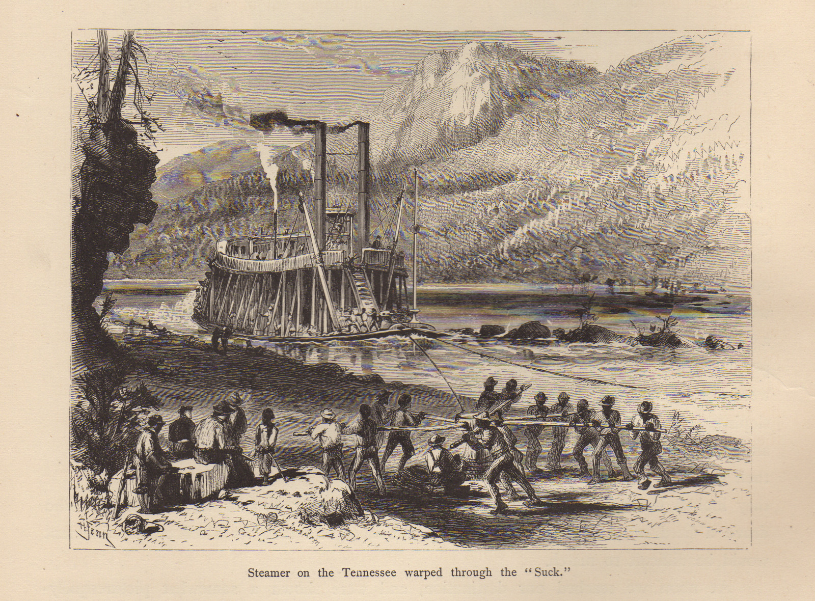 Steamer on the Tennessee warped through the "Suck — historic image