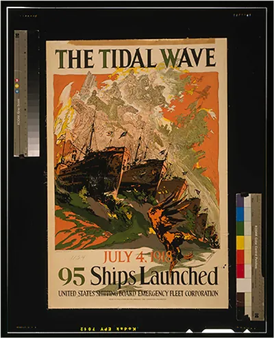 The tidal wave--July 4 1918 95 ships launched / Coll Thomsen-Ellis Co. Baltimore New York.