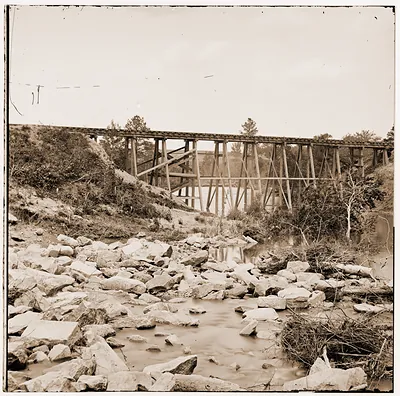 Petersburg Virginia (vicinity). South Side Railroad trestle (west of Petersburg) ac