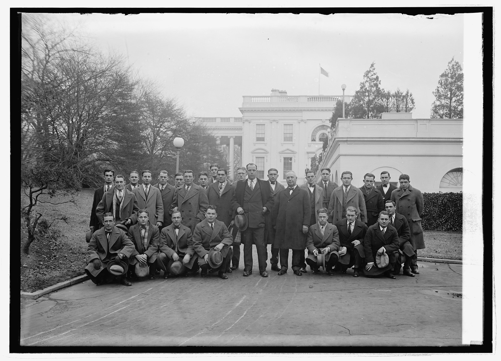 Football team of Drake University, Des Moines, Iowa, at W.H. [i.e. White House, Washingt, [19]24 November 29. — historic photograph