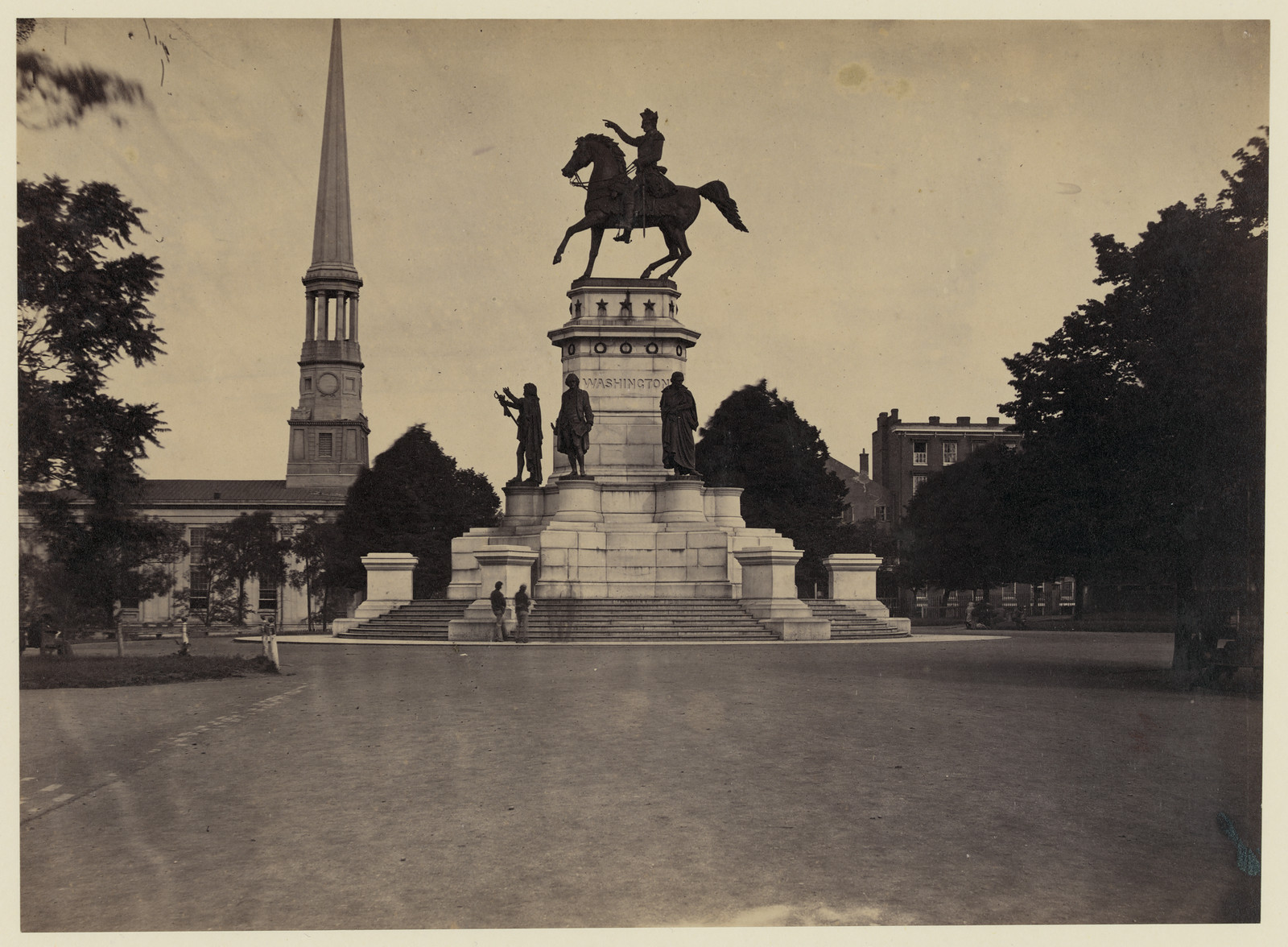 George Washington Statue At Washington Circle, c. 1860 — historic photograph