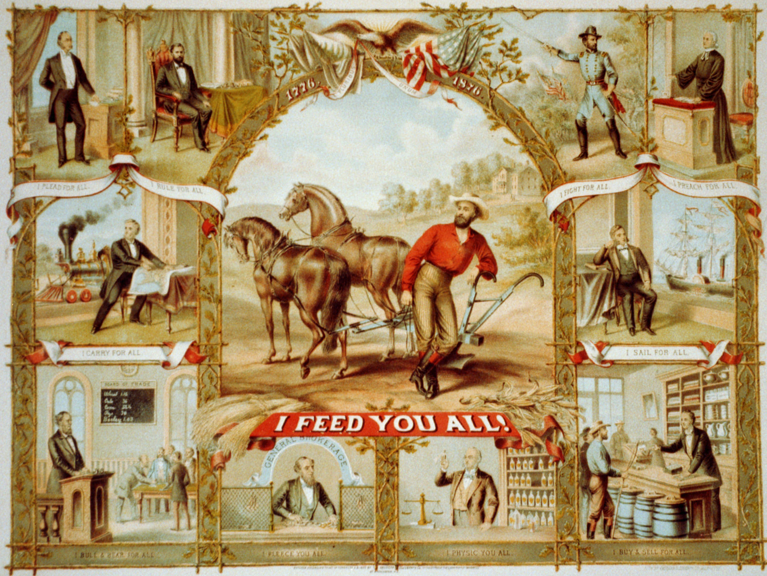 I feed you all!, [Milwaukee, Wisc.] : Lith by American Oleograph Co., Milwaukee, c1875. — antique lithograph