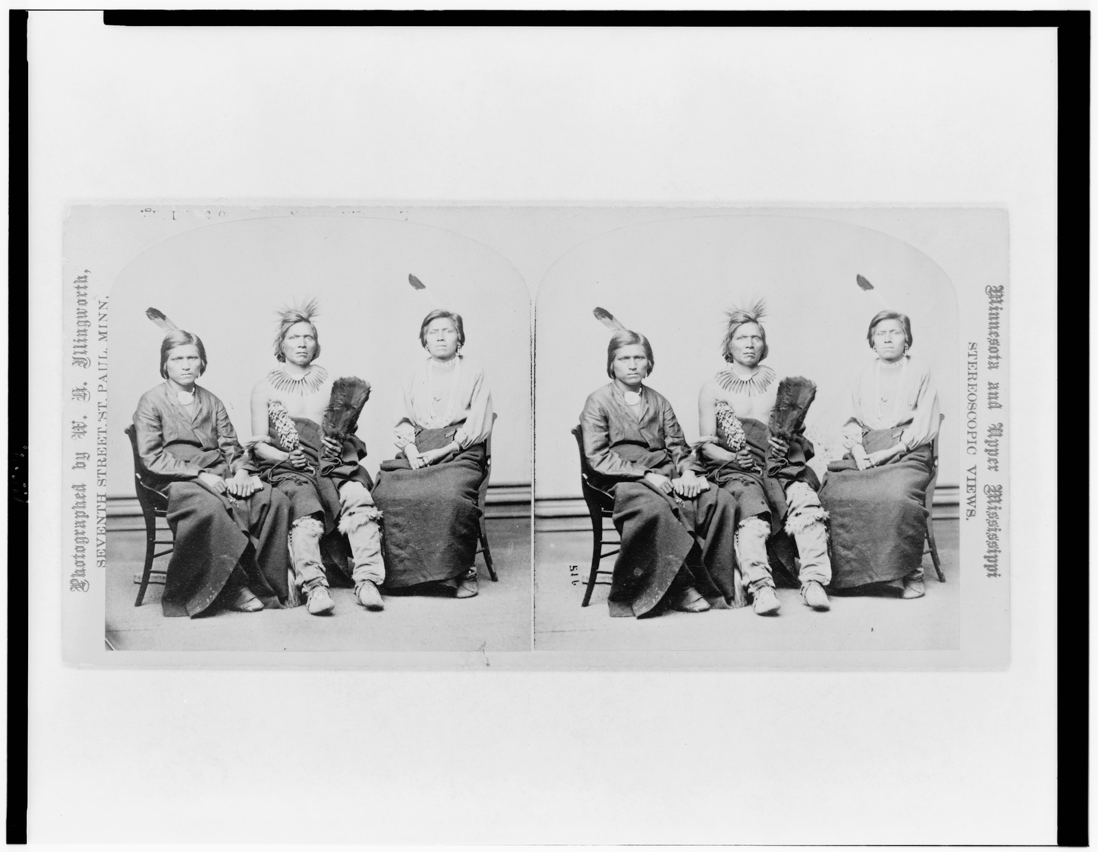 [Three Winnebago men full-length portraits seated facing front] / photograph by W.H. Illingworth., 1868 — historic photograph
