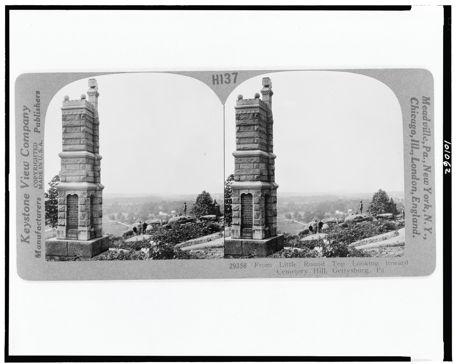 From Little Round Top looking toward Cemetery Hill, Gettysburg, Pa., Meadville, Pa. : Keystone View Company, c1927. — historic photograph