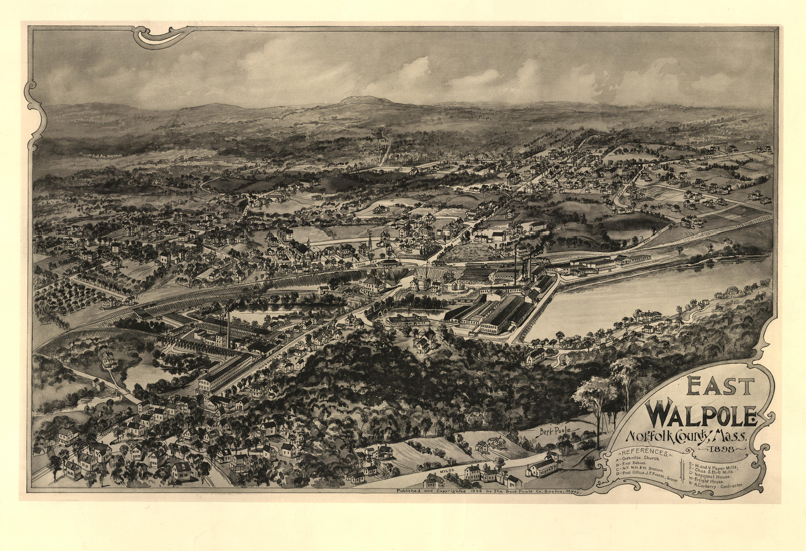 East Walpole, Massachusetts, 1898, 1898 — antique map