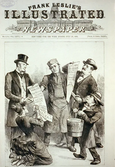 Vintage Americana Print - Which A timely question man labeled popular