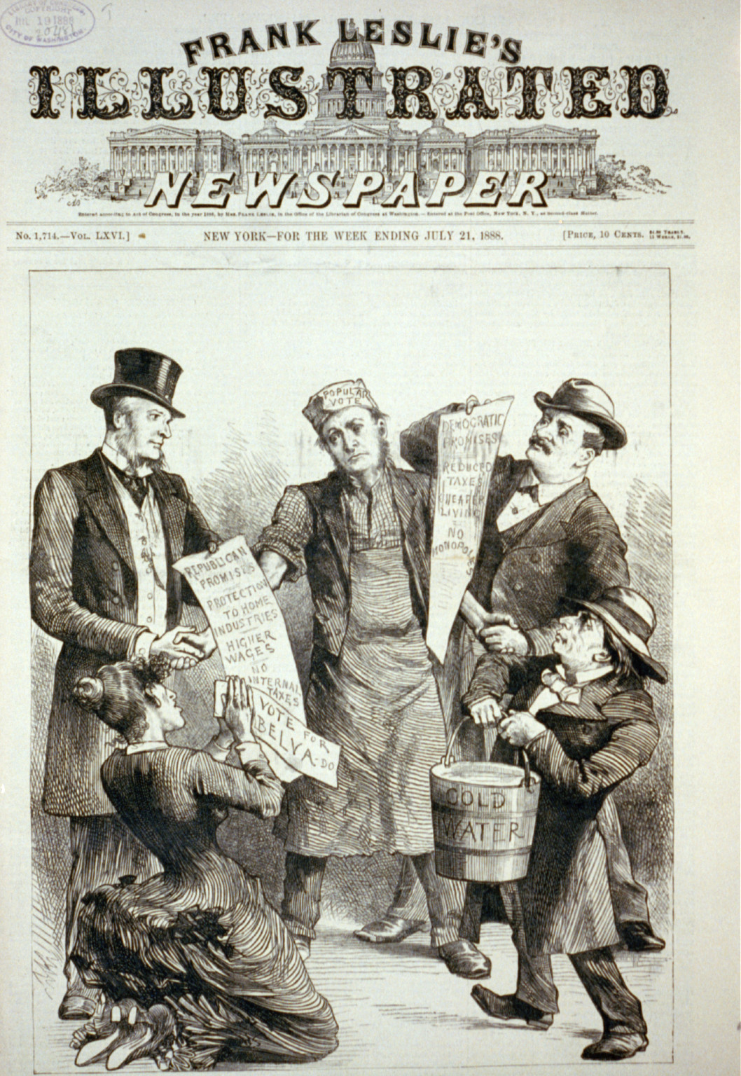 Vintage Americana Print - Which A timely question man labeled popular — historic print
