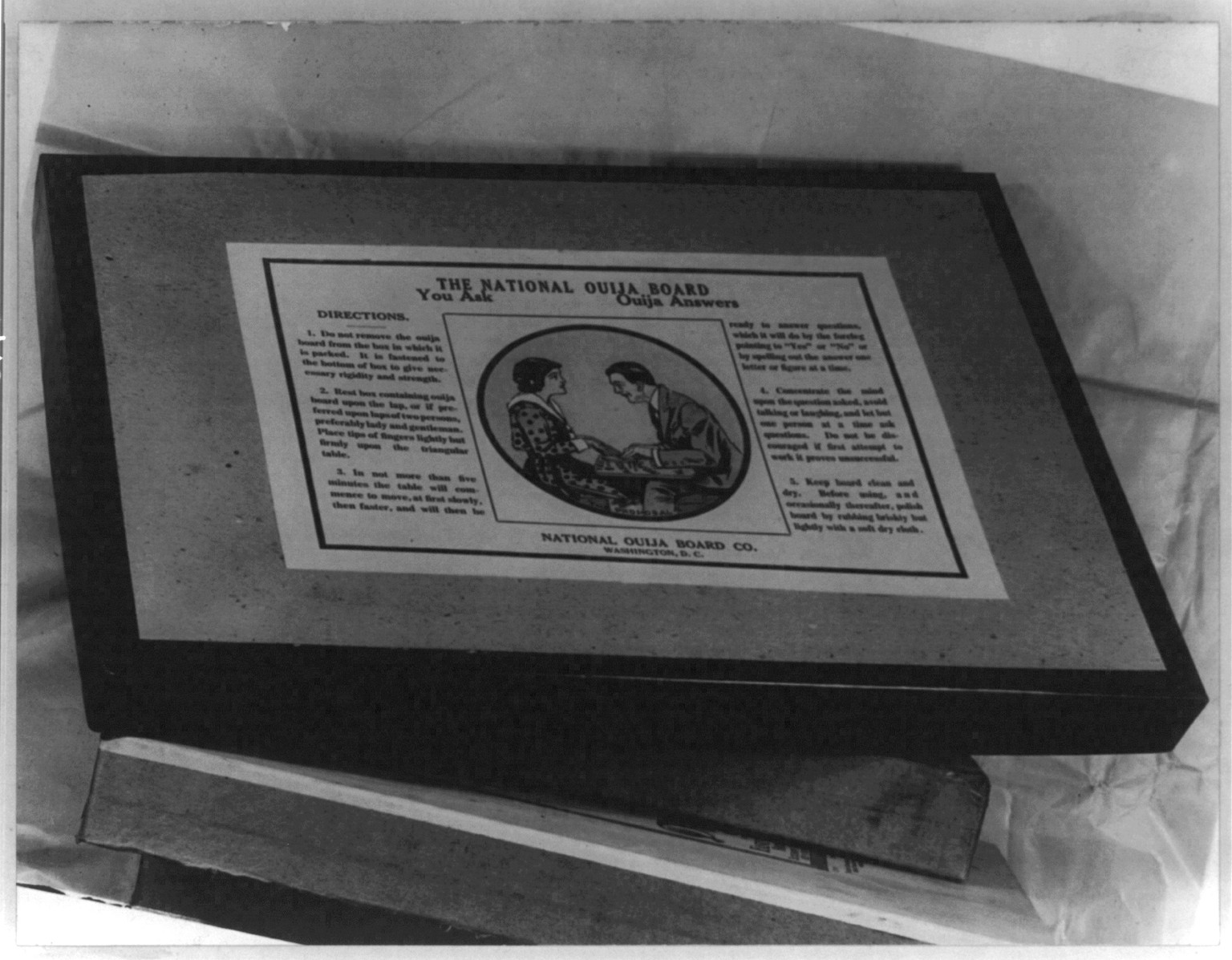 Device manufactured by the National Ouija Board Co., Washington, D.C., ca. 1920. — historic photograph