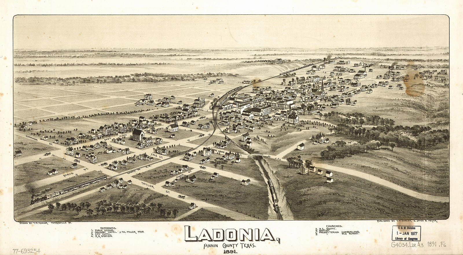 Ladonia, Texas, 1891, 1891 — antique map