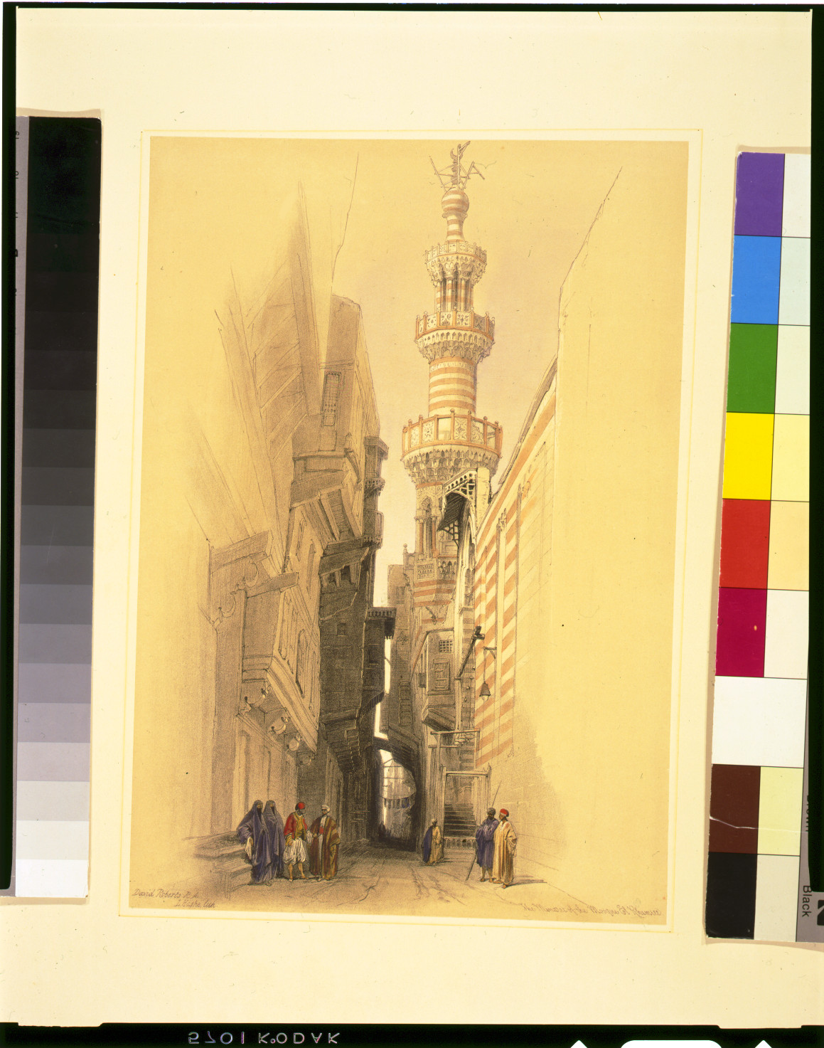 The minaret of the mosque El Rhamree / David Roberts, R.A., [published between 1846 and 1849] — antique lithograph