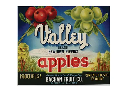 Valley Brand Newtown Pippins Apples crate label