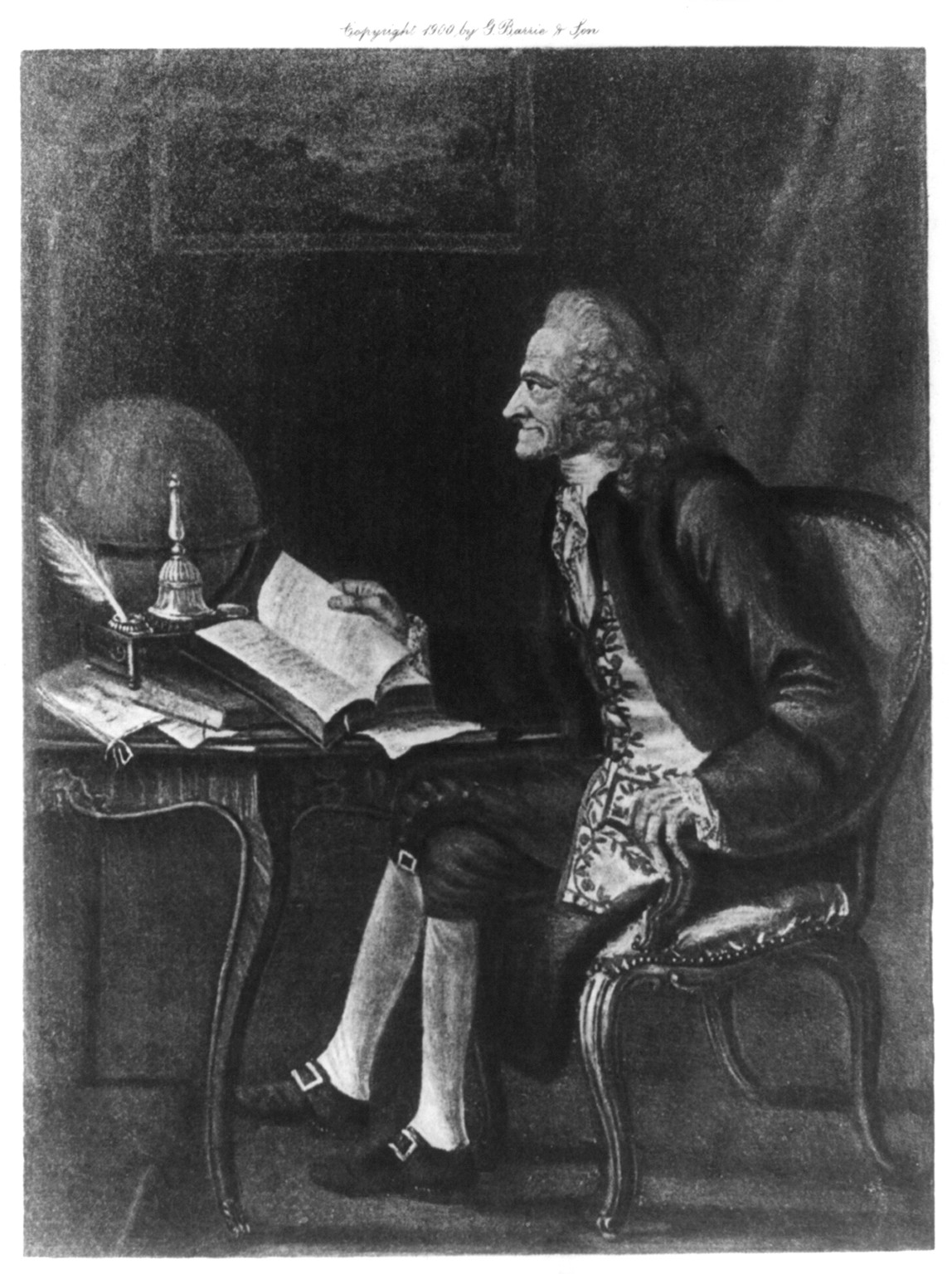 Francois Marie Arouet de Voltaire, 1694-1778, c1900. — antique lithograph