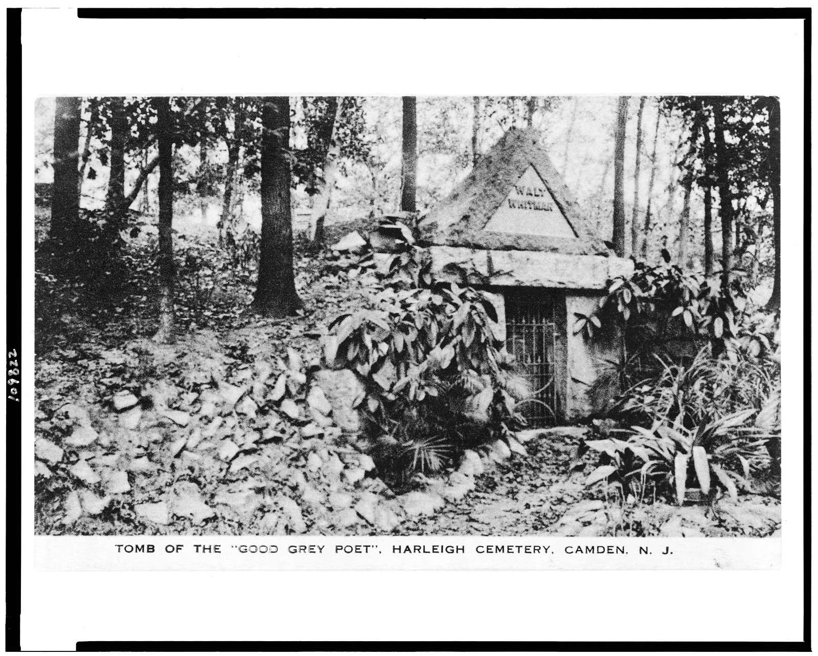 Black & White Photo - Tomb of the good grey poet, Harleigh Cemetery — historic print