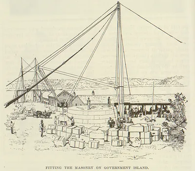 Fitting the masonry on Government Island