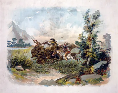 Buffalo hunt in the wild west
