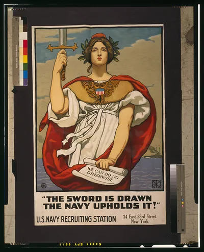 The sword is drawn the Navy upholds it! / painted by Kenyon Cox N.A.