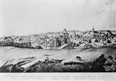This print shows Natchez, Mississippi, as it looked to the artist in 1840