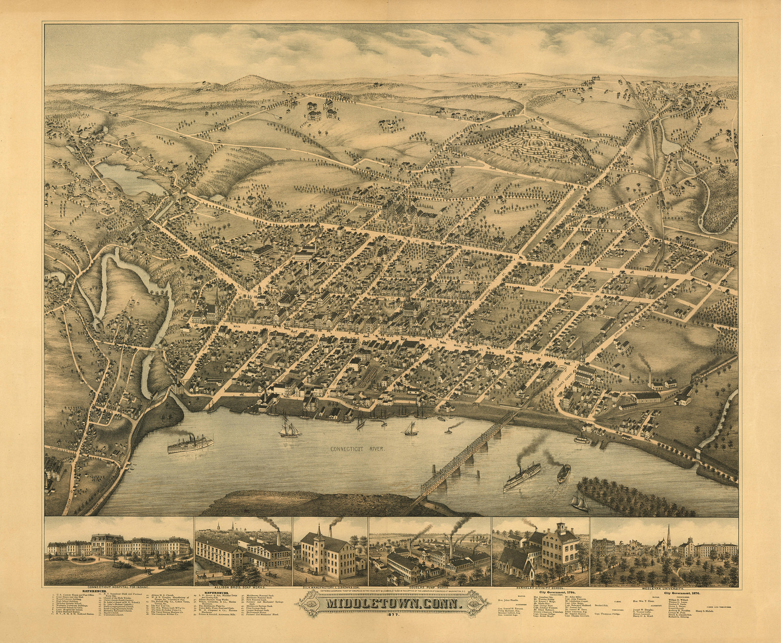 Middletown, Connecticut, 1877, 1877 — antique map